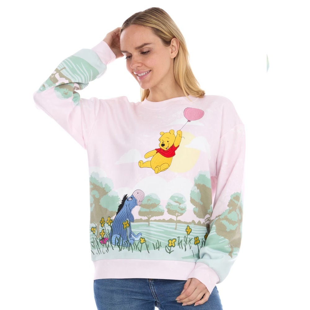 Disney Winnie The Pooh Women Character Scenic Sweatshirt Pink L POSJC54